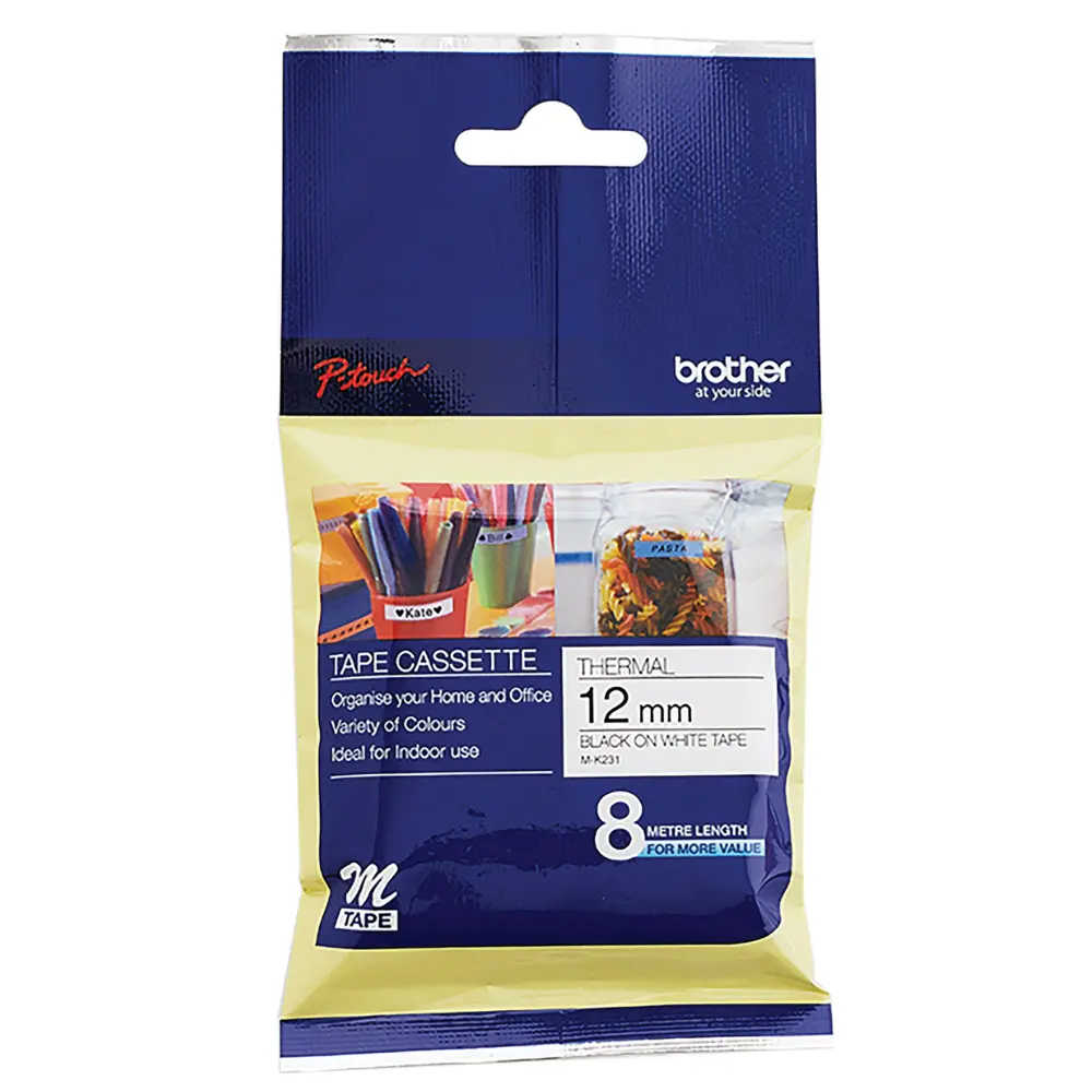 [4977766053488] Brother Tape M-K231 12mm Black on White 