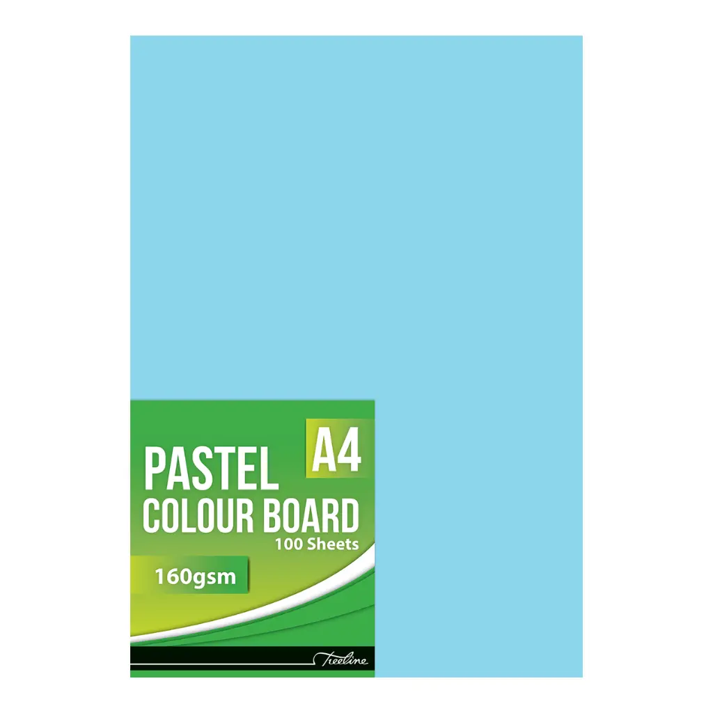 Board A4 160gsm Pastel Blue 100`s - Treeline
