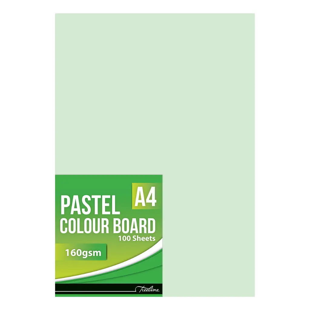 [6007652017077] Board A4 160gsm 100`s Pastel Green - Treeline