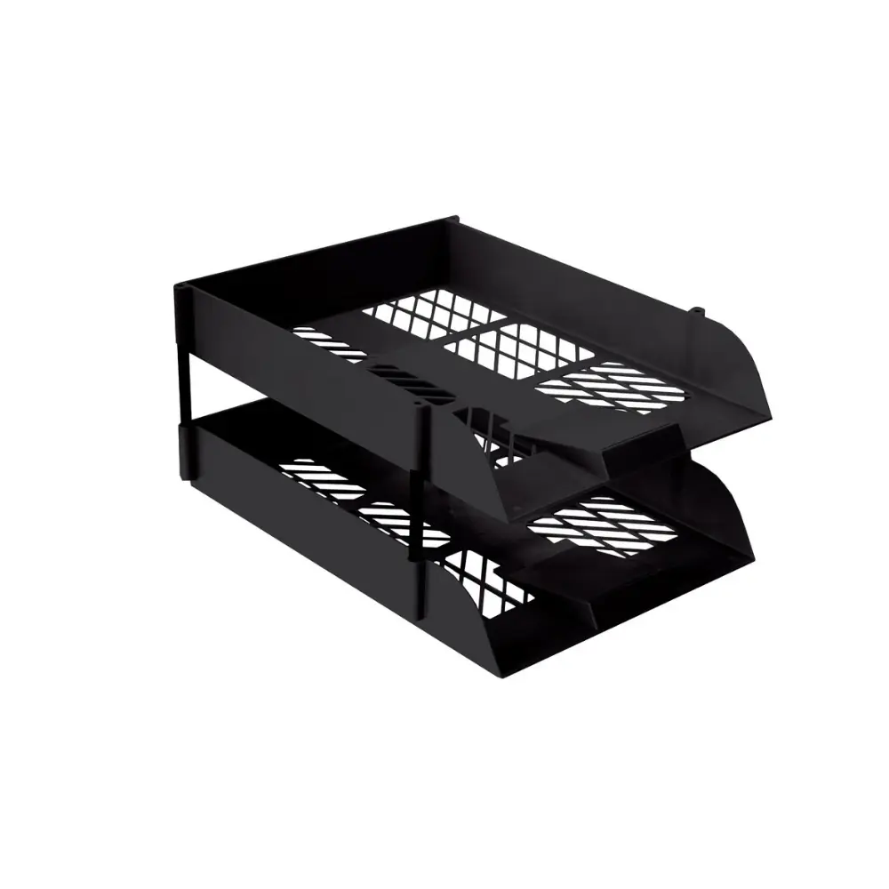 Desk Letter Tray Black Retail Pack Treeline 2`s + Riser