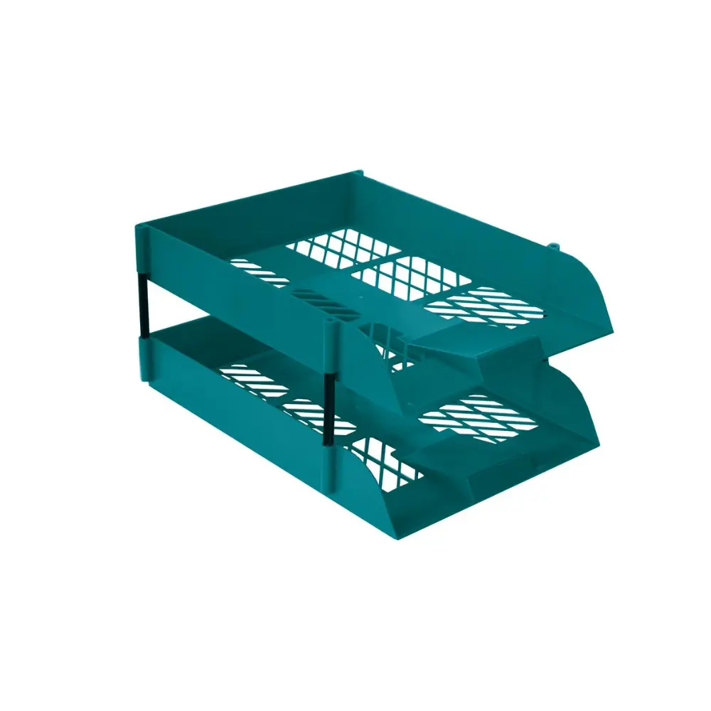 [6009548813718] Desk Letter Trays Treeline Azure Blue (2 + riser)