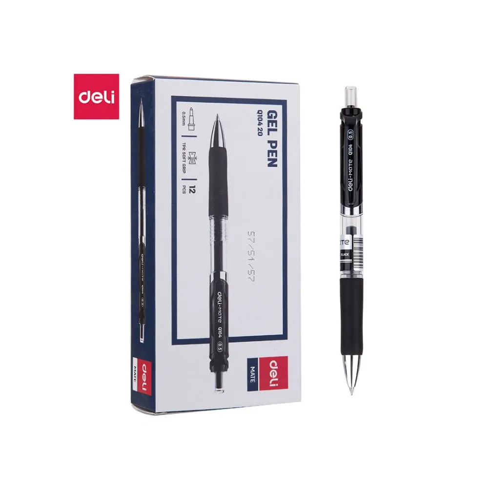 [6935205316899] Pen Retractable Black Gel Mate 0.5 EQ10420 - Deli 